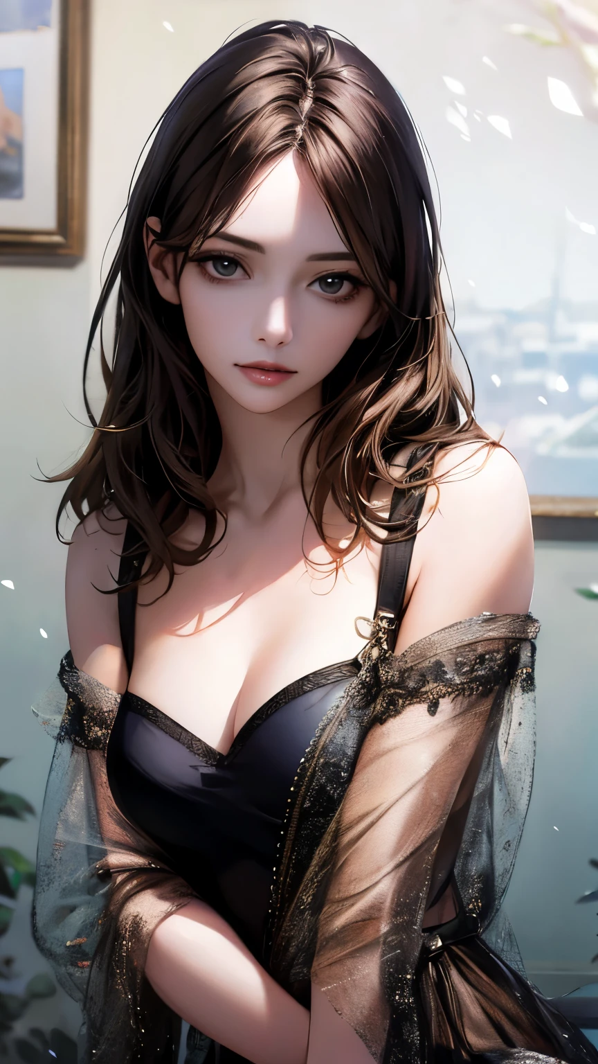 (hig彼st quality、8k、32k、masterpiece)、(Realistic)、(Realistic:1.2)、(High resolution)、Very detailed、Very beautiful face and eyes、1 girl、Delicate body、(hig彼st quality、Attention to detail、Rich skin detail)、(hig彼st quality、8k、Oil paint:1.2)、Very detailed、(Realistic、Realistic:1.37)、Bright colors、Full Body Shot