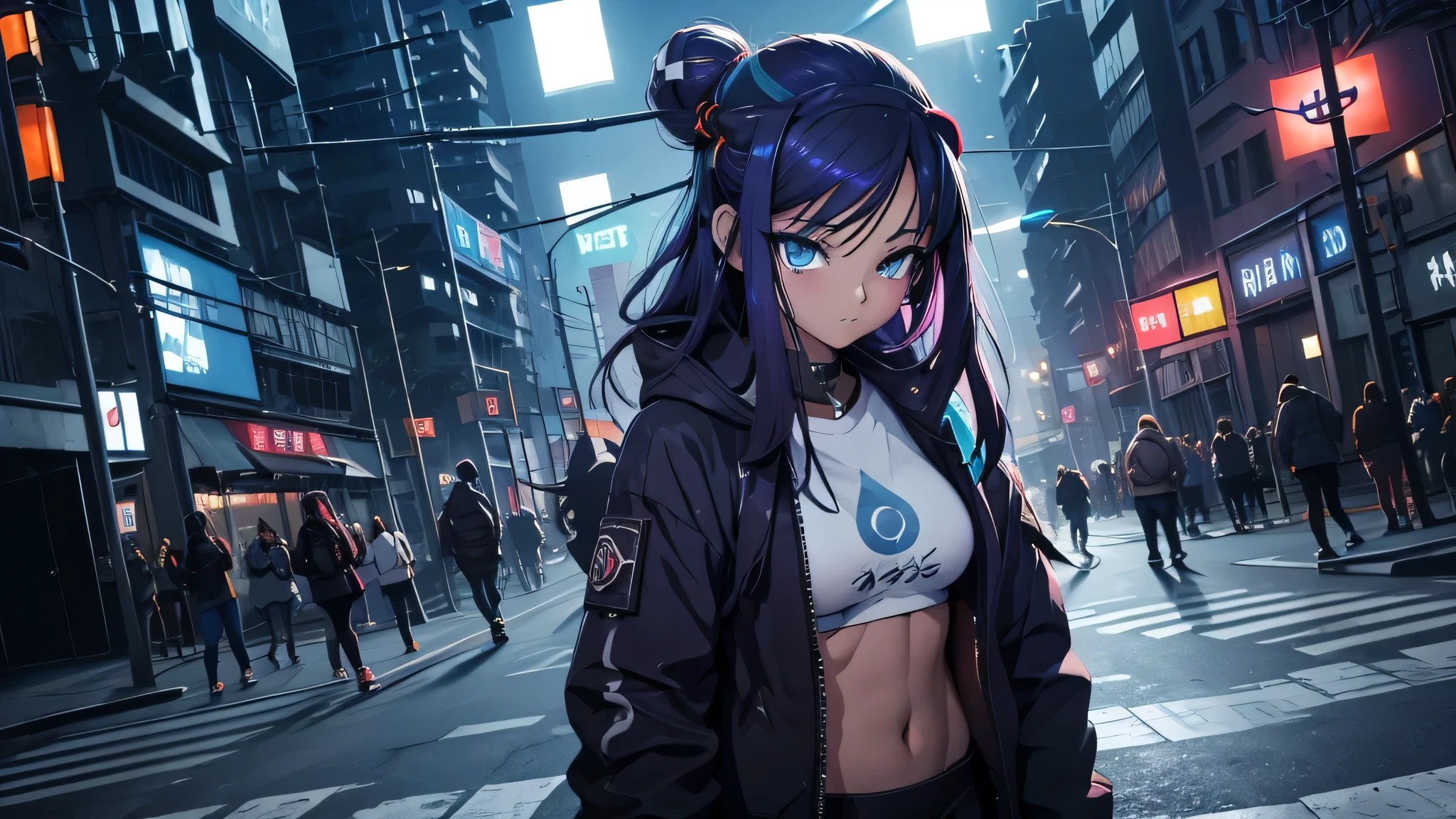 Anime-Mädchen posieren nachts in einer Stadt., Cyberpunk Oppai, anime ciberpunk art, anime ciberpunk, arte del anime ciberpunk, digital arte del anime ciberpunk, ciberpunk digital - arte anime, moderner Cyberpunk-Anime, anime ciberpunk digital!!, Bestes Anime 4K Konachan-Hintergrundbild, weibliches Cyberpunk-Anime-Mädchen, in der Cyberpunk-Stadt, Trend zur CGstation, Cyberpunk-Frauen