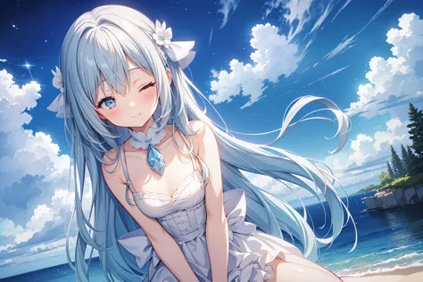 masterpiece, best quality, extremely detailed, (illustration, official art:1.1), 1 girl ,(((( light blue long hair)))), light bl...