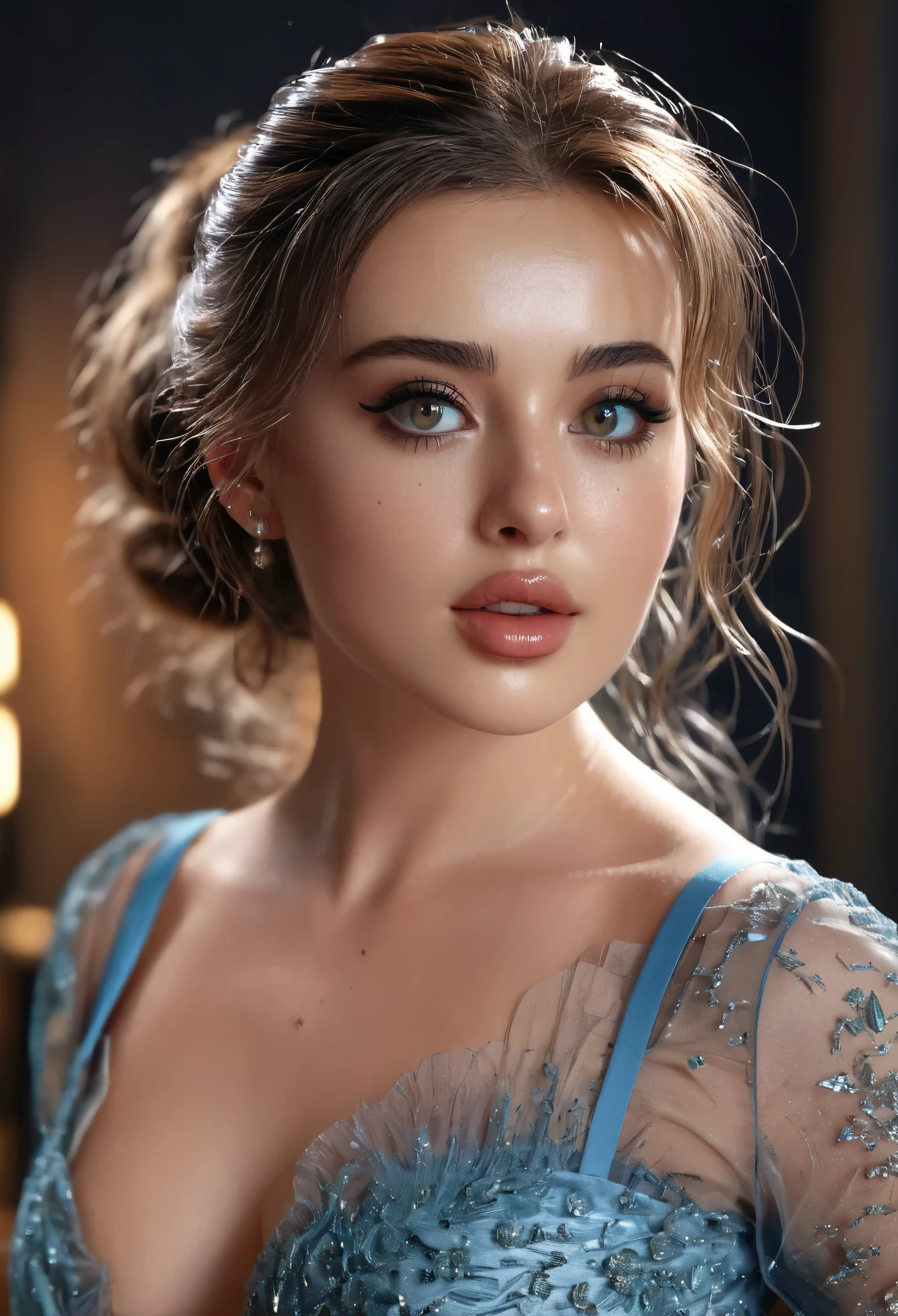 (best quality,4k,8k,highres,masterpiece:1.2),ultra-detailed,(realistic,photorealistic,photo-realistic:1.37),Sexy, Izabela ion  beautiful detailed eyes,beautiful detailed lips,longeyelashes,stunning figure,confident pose,flawless skin,curly hair,high heels,statuesque,proud,alluring gaze,professional photography,vivid colors,soft lighting,eye-catching composition,subtle color grading () (ponytail)