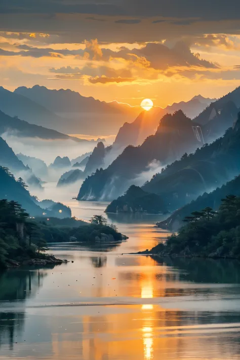 Landscape Photography，Huangshan，Mountain，Sunset，Golden Hour，pine，National Geographic Works，Award-winning photos，reality，HD，high ...
