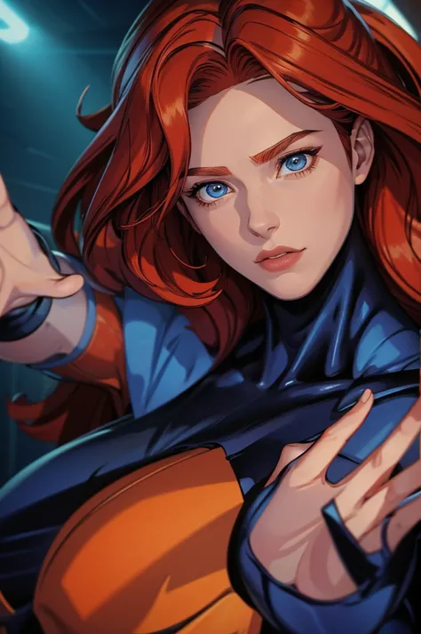 character jean grey, (masterpiece), best quality, expressive eyes, perfect face, best quality, backlit, movie poster, book cover...