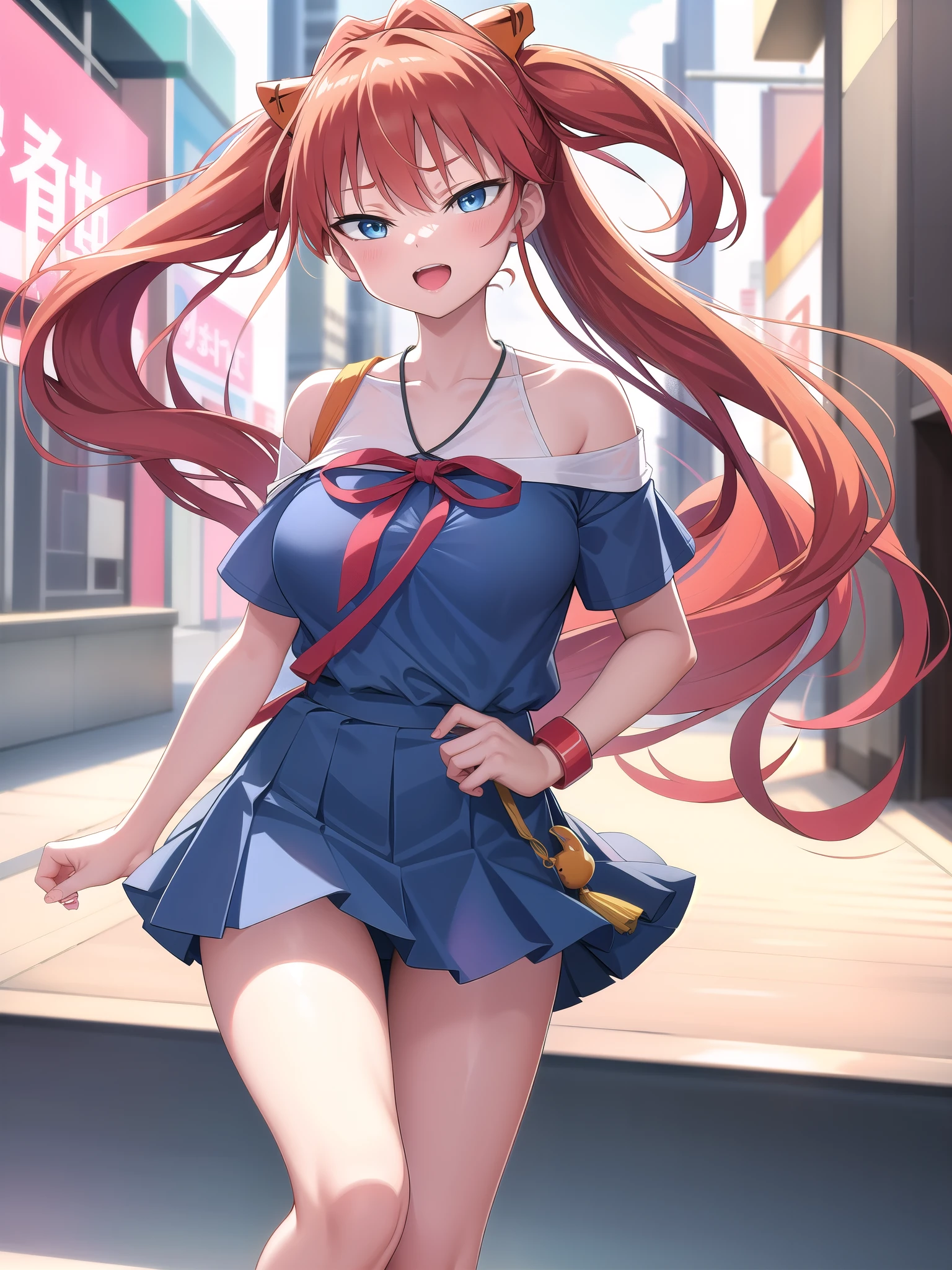 Sugar Angle, Asuka Langley Soryu, (Soryu Asuka Langley:1.5), blue eyes, Hair between the eyes, headgear, Interface Headset, Orange Hair, Both sides up, anger, Open your mouth,
壊す blue dress, clavicle, dress, neck ribbon, pinafore dress, red ribbon, ribbon, , shirt, Short sleeve, (Tokyo Third Junior High School uniform:1.5), suspenders, suspendersスカート, white shirt,
(masterpiece, highest quality), Browsing Caution,
One Girl, (One boy,Heterosexual:1.3), Vaginal intercourse, Cowgirl, Leaning forward, Hand in hand,Intertwined fingers, penis, From below,throw, (Stretch your arms:1), (throw hands:1.3)

masterpiece, best quality, very aesthetic anime,absurdres,BREAK,(breast focus:1.2),1 girl,(bent forward:1.2),(Very Cheerful expression:1.1) ,golden eyes,BREAK,(creave),(Pale pink hair),BREAK,A girly outfit featuring short denim shorts paired with a fluttery off-shoulder top. The design emphasizes femininity and playful charm. The denim shorts are classic and form-fitting, providing a casual yet chic base. The off-shoulder top is made from a lightweight, airy fabric, possibly in a pastel color or with floral prints, enhancing its girly appeal. It features ruffles or flounces that add movement and a soft, romantic touch. Accessories might include a delicate choker, simple bracelets, and sandals or ballet flats that complement the overall look. This ensemble combines the relaxed vibe of denim with the elegance of an off-shoulder design, perfect for a summer day or a casual outing where style and comfort are key.