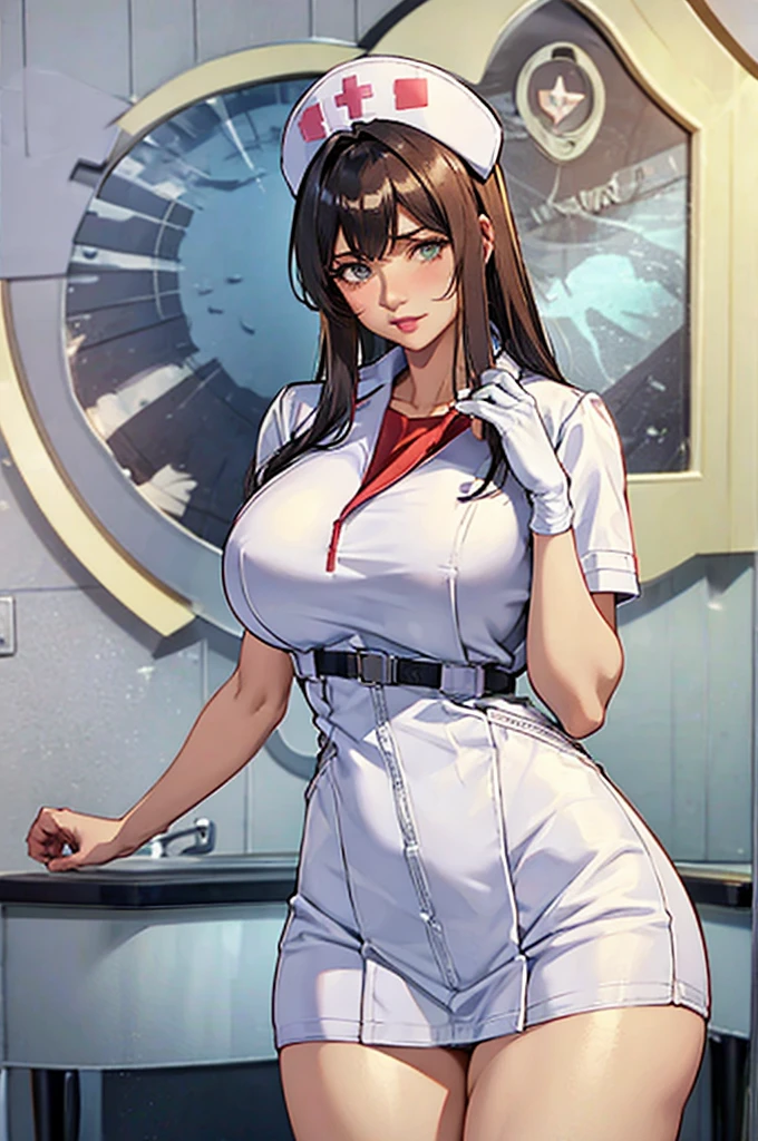 nurse uniform,hospital, latex nurse suit,nurses,busty,elbow gloves,labcoat,dark green hair woman,white eyes , gigantic ,medical instruments,asian nurse,two nurses,speculum,examination room,oversize ,big ass ,strap on, lay on table ,legs spreaded,giving birth,gyno chair , dentist,Milf,latex,green uniform