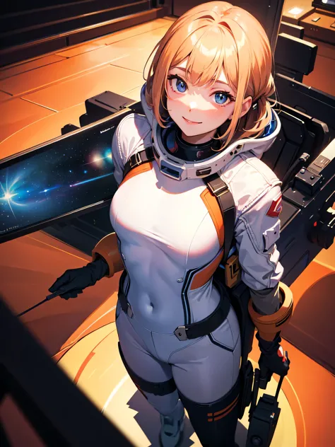 Absurd resolution, High resolution, (masterpiece:1.4), Very detailed, One girl, From above, space, floating, Spacesuit, Sharp fo...
