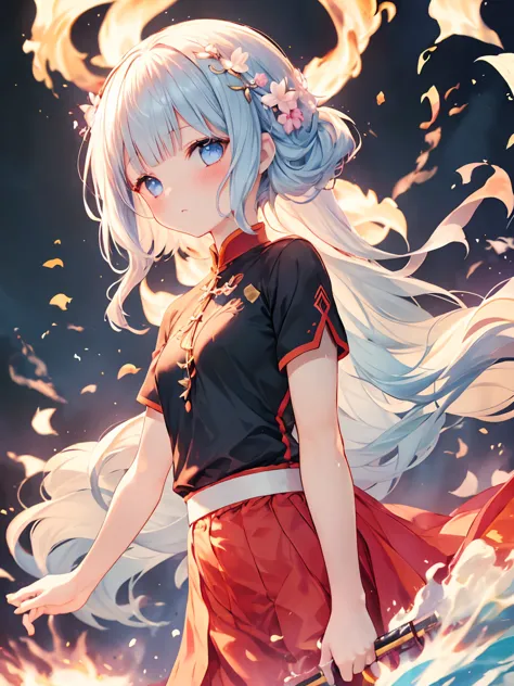 masterpiece, best quality, extremely detailed, (illustration, official art: 1.1), (((((1 girl))))), ((light blue long hair))), l...