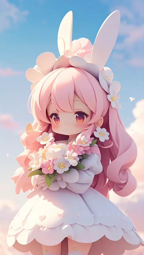 bunny morphing girl, fluffy, soft ((highest quality)), ( extremely detailed, best details, official art, beauty and aesthetics: ...