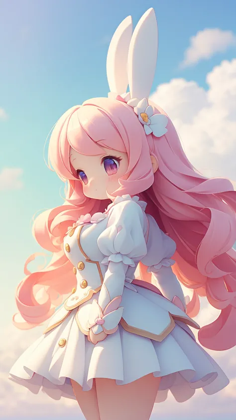 bunny morphing girl, fluffy, soft ((highest quality)), ( extremely detailed, best details, official art, beauty and aesthetics: ...