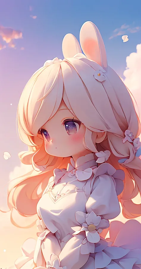 Bunny Morphing Girl, fluffy, soft ((highest quality)), ( Extremely detailed, Best details, Official Art, Beauty and aesthetics: ...