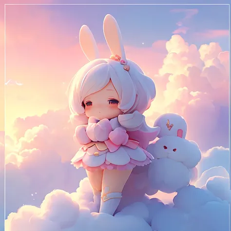 bunny morphing girl, fluffy, soft ((highest quality)), ( extremely detailed, best details, official art, beauty and aesthetics: ...