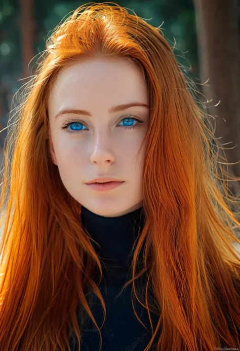 solo, very detailed, detailed face, very long hair, picture of a beautiful young woman, dasha_taran, sfw, ((natural orange hair)...