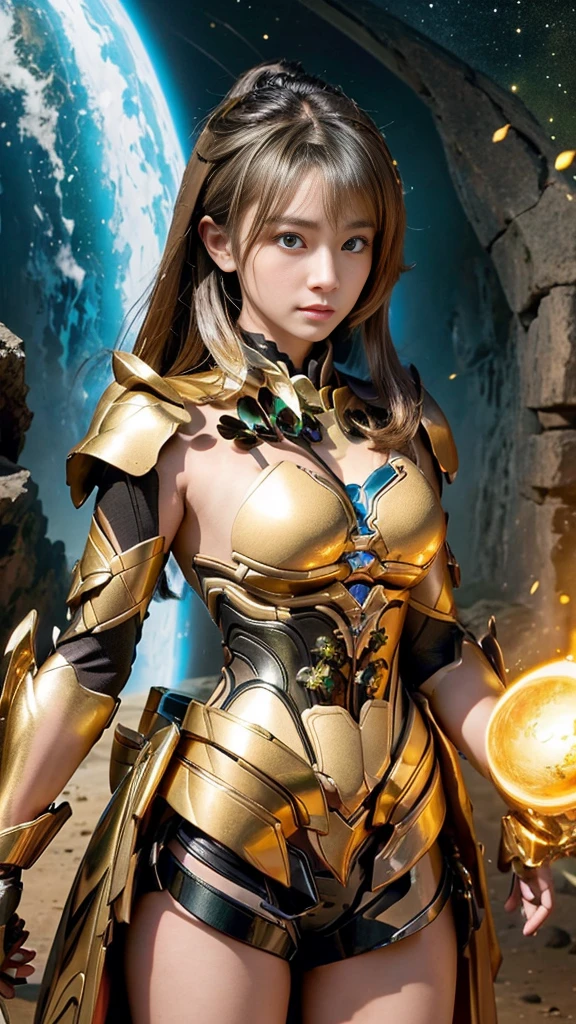 masterpiece,highest quality,Ultra-high resolution),Japanese women, Very beautiful girl, Naïve girl、Perfect limbs、Perfect Anatomy、Glowing Beautiful Skin、Watery eyes、Brown shiny hair、The colors and landscapes of youth、Premonition of Love: Green and Gold Uniform、 metallic Green armor, High Quality Costume, Brass armor, Masterpiece costume, Green armor, Avan Uniform, Golden black uniform, Gold Armor Suit, quality commander, Combat uniform, Embroidered uniform guard, Golden Obsidian Armor, Smooth Gold Armor、Camel Toe、Giant tit、Nipple Puffs、Cleavage、Plump、Super big breasts、Super big butt、Microcosm
