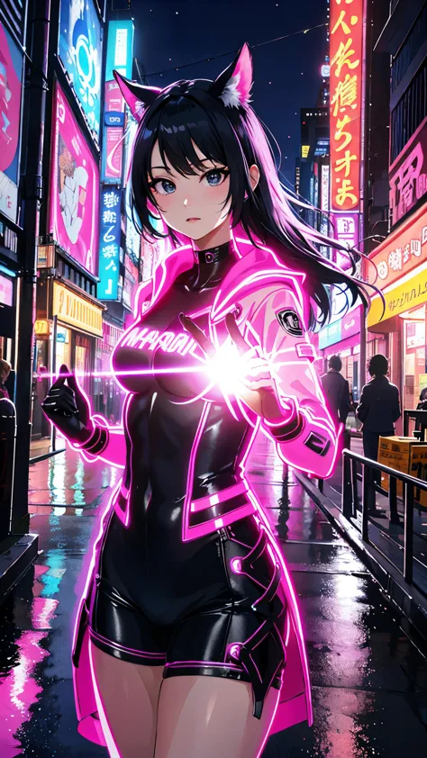 (highest quality、4k、8k、high resolution、masterpiece:1.2)、super detailed、(anime style、photorealistic:1.37)、girl in neon clothes、ne...