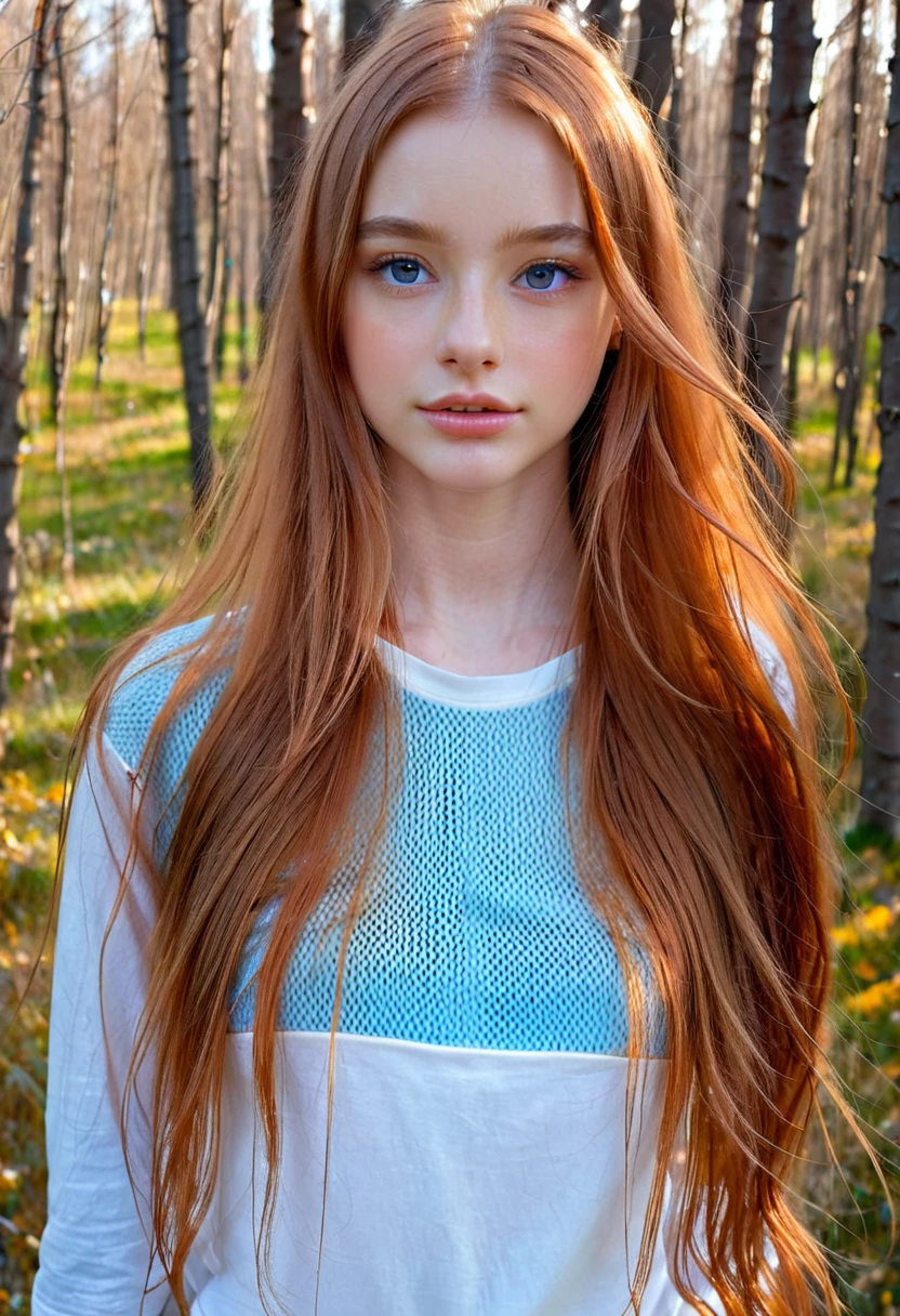 solo, Muy detallado, cara detallada, cabello muy largo, imagen de una hermosa mujer joven, Dasha_taran, SFW, ((pelo naranja natural)), hermosos ojos azules naturales, Fotografía RAW de alta definición, Fotografía 16K, (cuerpo completo), de pie
