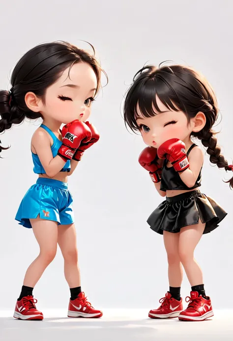 Boxing Match，Naughty Girls，Minimalism，Simple background，Moe，cute，Naughty，Funny