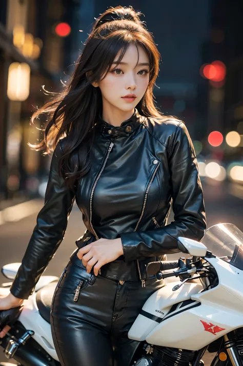 Generated in SFW, Maintain the golden ratio, (1 Female:1.37), 17 year old supermodel, (Riding on motorcycle:1.37), (I ride a Honda CBR400R..:1.37), (Accurate depiction of the motorcycle:1.37), Accurate 5-finger, cyberpunk night view, ((Night in the City:1....