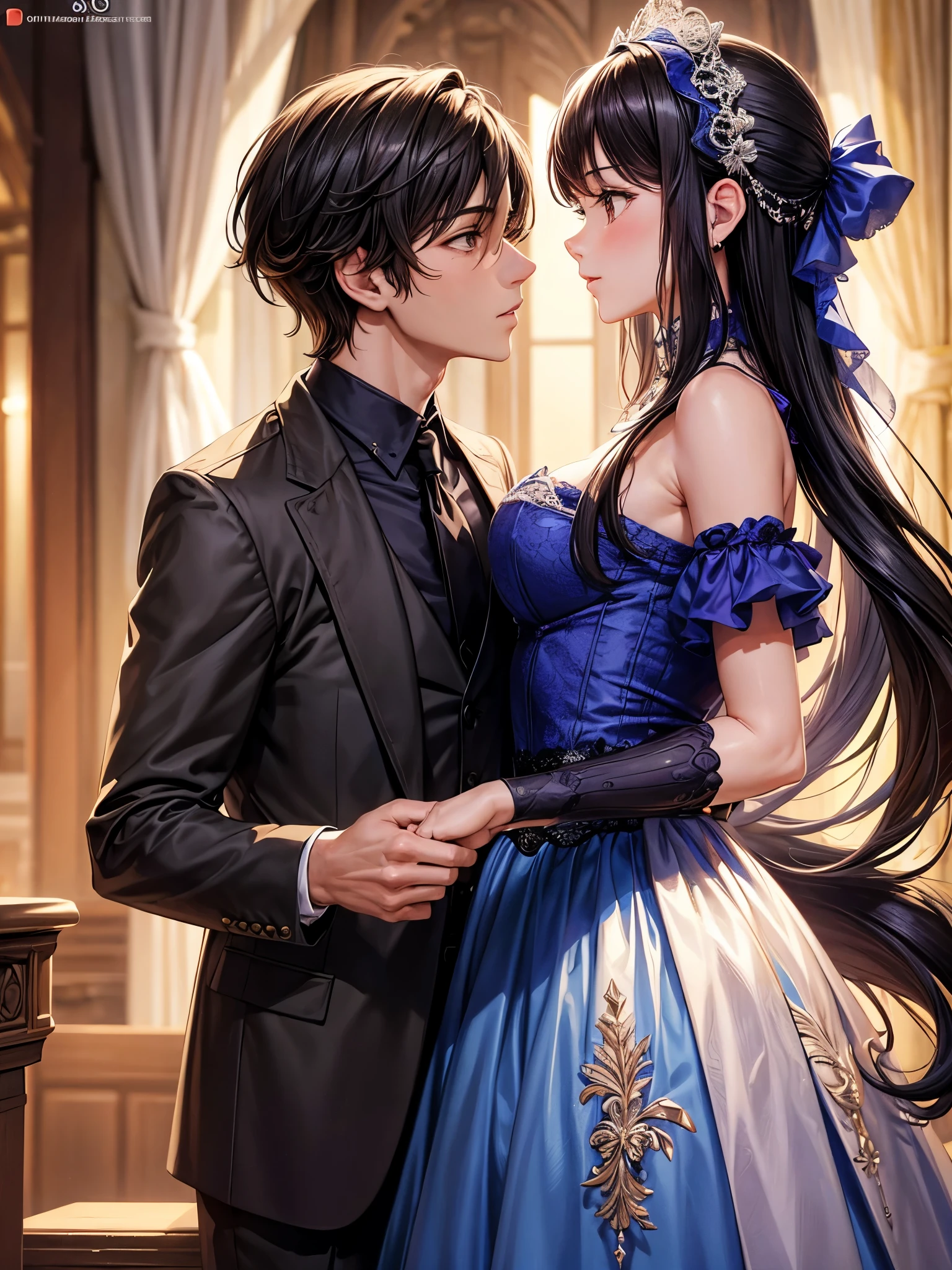 Anime couple in formal dress standing next to each other - SeaArt AI