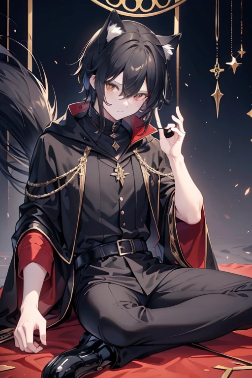 anime - style photo of one man with short white hair and amber eyes in formal clothing sitting on a throne, anime key visual of elegant, delicate androgynous prince, aristocratic appearance, girls frontline style, imperial royal elegant clothing, from girls frontline, beautiful androgynous prince, aristocratic clothing, fine details. girls frontline, royal elegant pose, anime cover, one anime handsome man, official art