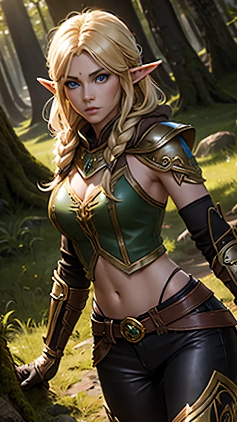 (highly quality, highly resolutions, highly detailed, masterpiece), wowalleria, forest background, alleria windrunner from warcr...