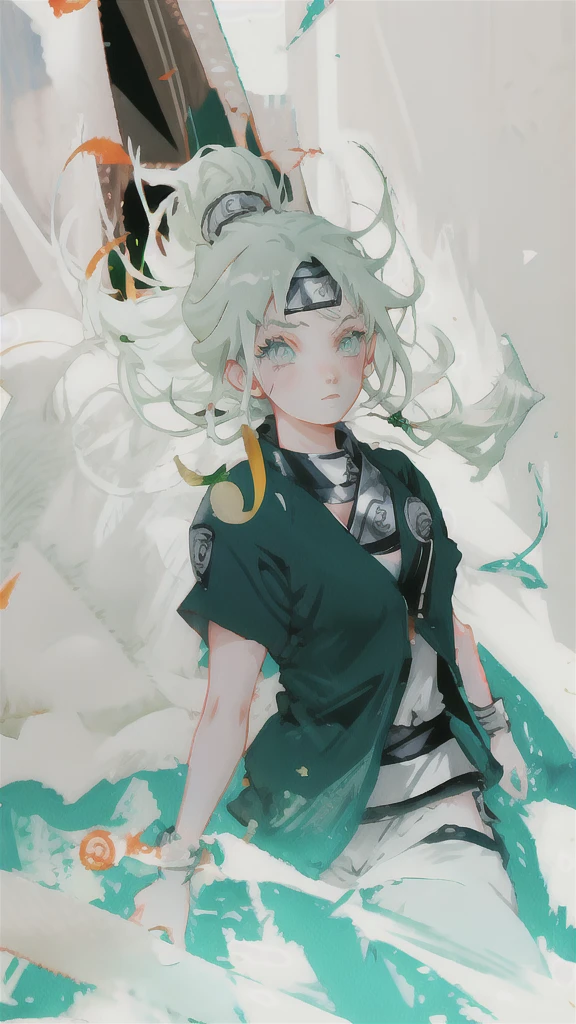 애니메이션 나루토 질풍전 소녀 흰 머리와 녹색 눈 