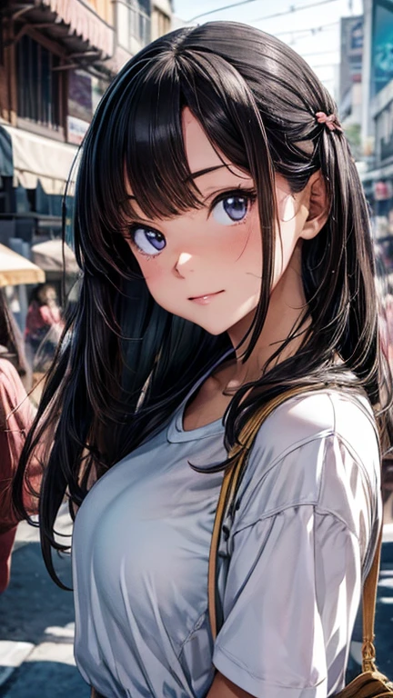(melhor qualidade:0.8),, (melhor qualidade:0.8), ilustração de anime perfeita, retrato em close extremo de uma mulher bonita andando pela cidade