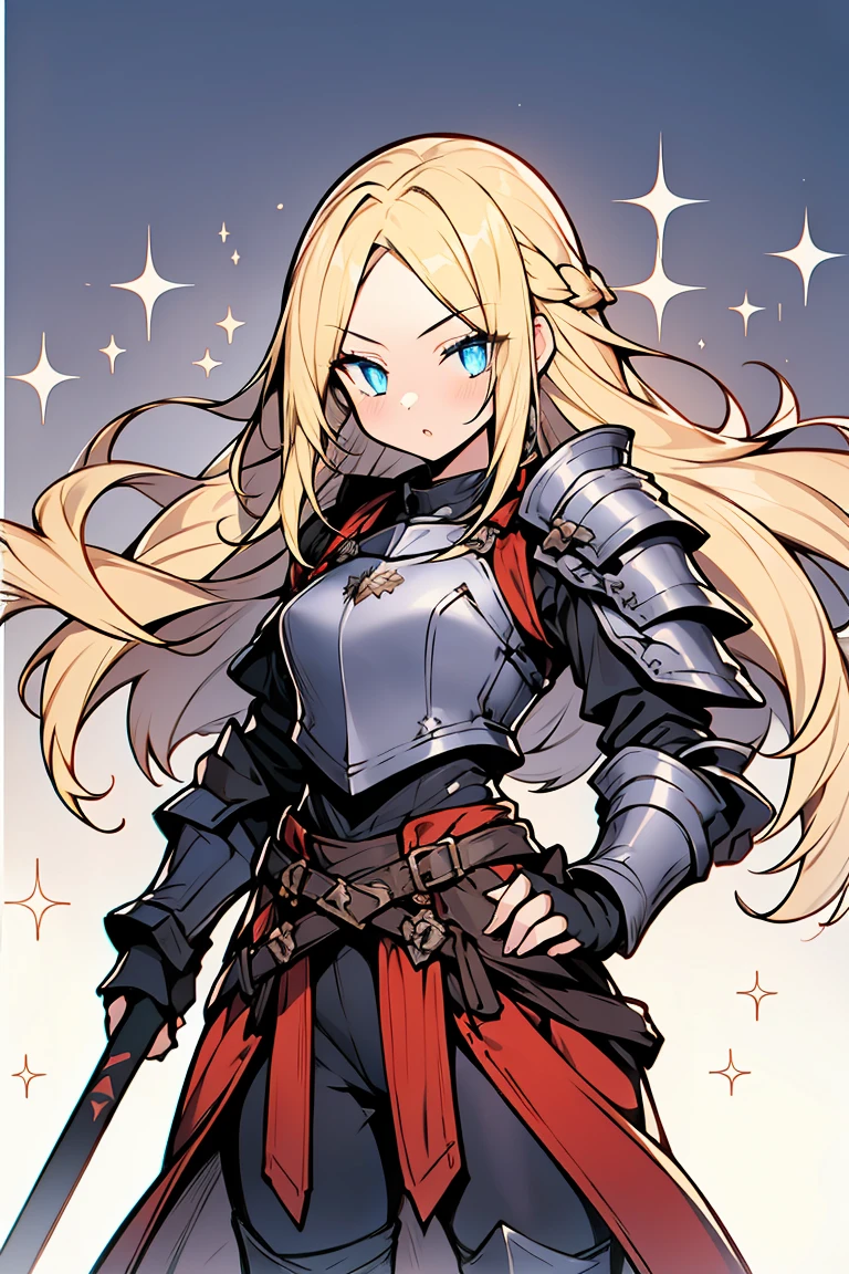 ((1 girl)), Cool woman,Rough poses, Heavy equipment,metal armor, middle ages, victory, Wearing a helmet, Holding a spear, Cowboy Shot,((Very detailed,highest quality, High resolution, 8k wallpaper, Beautiful new clothes,)),((blonde, Long Hair,Messy Hair)), Blowing in the Wind, eye shadow, eyeliner,Glow Eye, Very detailedな目, Beautiful new eyes, ((Sparkling blue eyes)), 18-year-old girl,Five Fingers