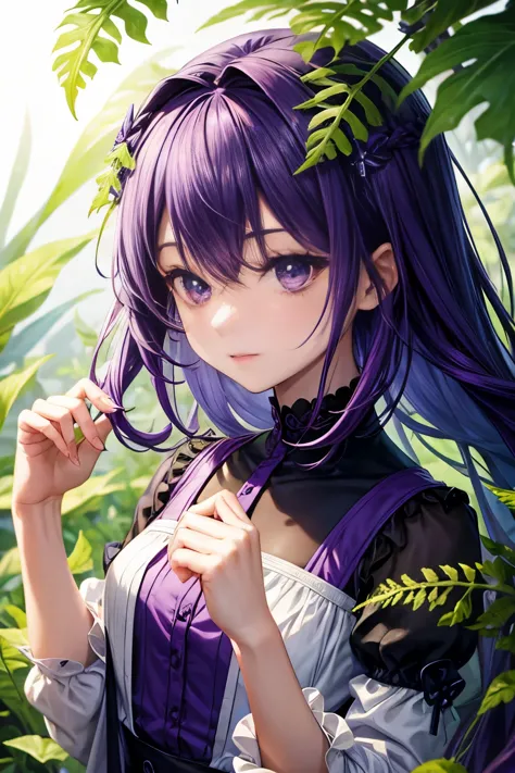 Fern, Fern_Clothes, Purple Hair, Purple eyes, Upper Body, cute, I&#39;m looking forward to, View your viewers, Look forward, Com...