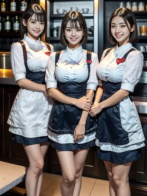 (highest quality),(8K),(masterpiece),(high resolution),(Crisp image quality),Three Women,The background is a cafe,Cafe attendant...