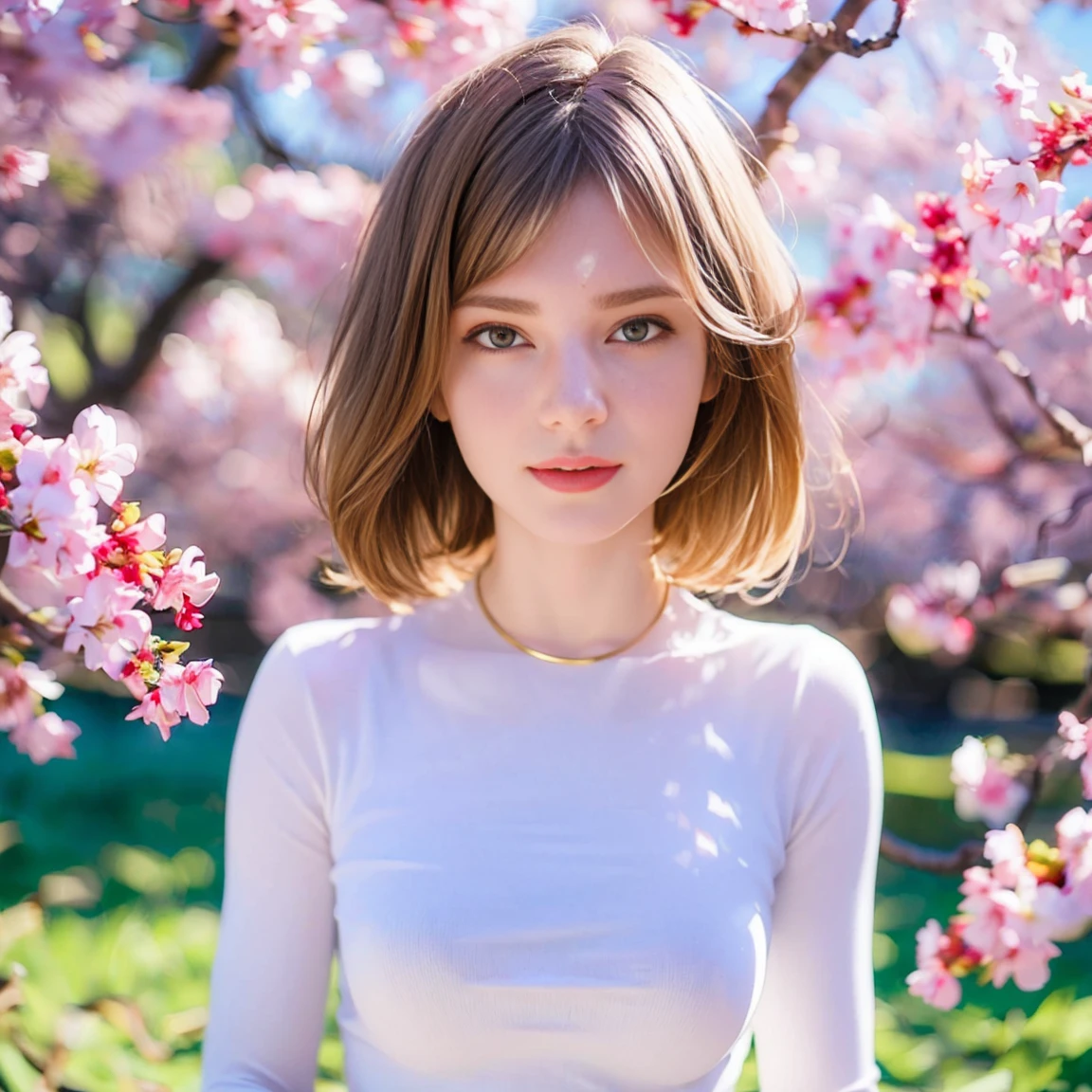 (realistic, highres, masterpiece:1.2), ultra-detailed, beautiful elvish ears, upper body, Ella Freya, garden full of Japanese cherry trees, watercolor, pastel colors, soft light, flowing rivers, serene atmosphere, gentle breeze, ethereal beauty, vibrant blossoms, intricate petals, delicate branches, dappled sunlight, dreamlike setting, tranquil reflections, whimsical elements, magical ambiance, fairytale-like, enchanting landscape, graceful movement, subtle emotions, glowing skin, sparkling eyes, flowing hair, elegant attire, graceful posture, captivating gaze, peaceful serenity, radiant charm, otherworldly presence, artistic portrait, delicate brushstrokes, ethereal color palette, captivating composition, exquisite details, enchanting scenery, harmonious blend of nature and fantasy, poetic beauty.