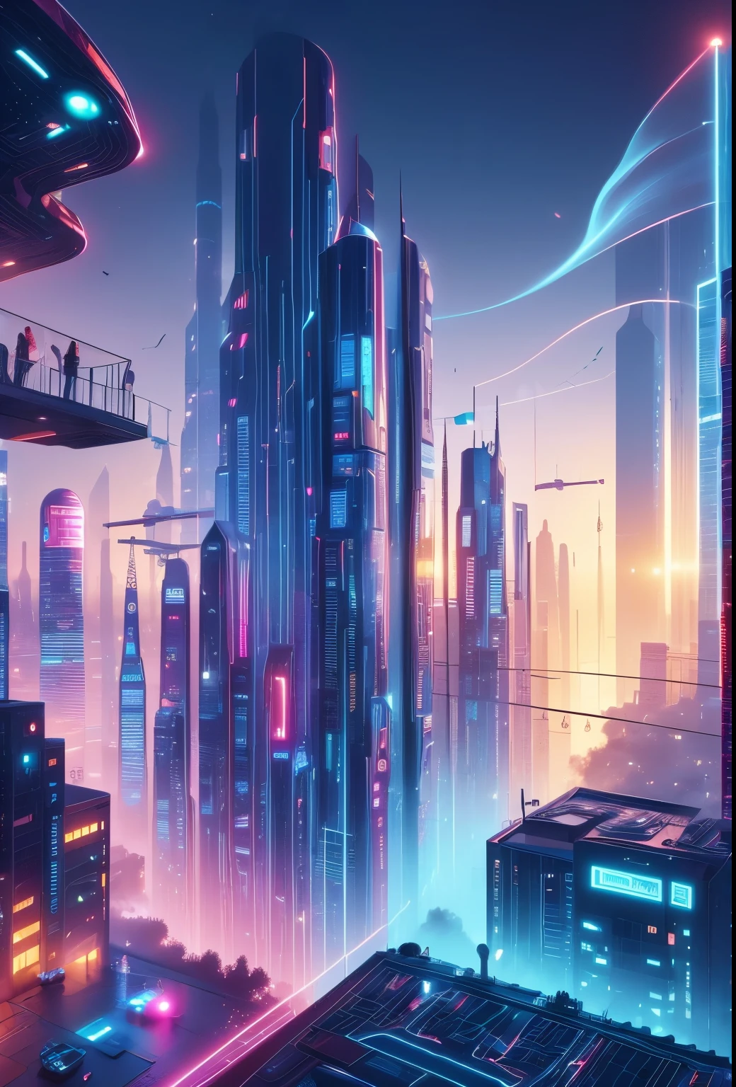 imagem tirada por trás do ombro de uma MENINA de costas e VESTIDA COM CAPUZ da varanda de um prédio futurista com, Ela está olhando para uma vista aérea de uma megalópole norte-americana ultrafuturista, vista de toda a cidade com muitos edifícios metálicos e casas em cores escuras, do azul escuro ao preto, a cidade tem tons de cinza metal, tem estruturas metálicas esfumaçadas , ambiente industrial com fumaça e neblina ao redor, carros escuros nas ruas, desert megalopolis, trilhos e trens modernos de de metal passando estre as ruas da cidade, edifícios altos e futuristas de metal, muitos edifícios ultramodernos ao redor, , tão realista quanto possível, o mais detalhado possível, ficção científica
