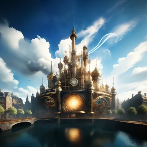 Gaze upon a city where steampunk dreams meet technological advancements, each tower a symphony of brass and invention.