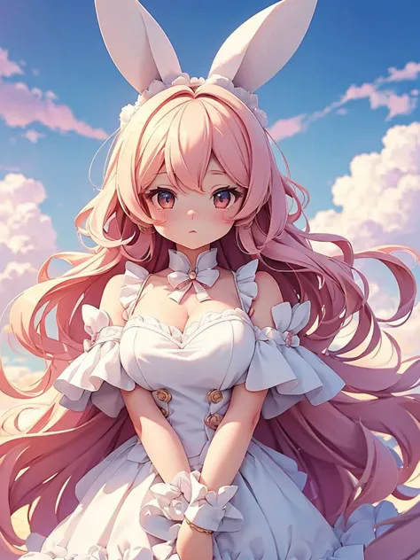 Bunny Morphing Girl, fluffy, soft ((highest quality)), ( Very detailed, Best details, Official Art, Beauty and aesthetics: 1.2),...