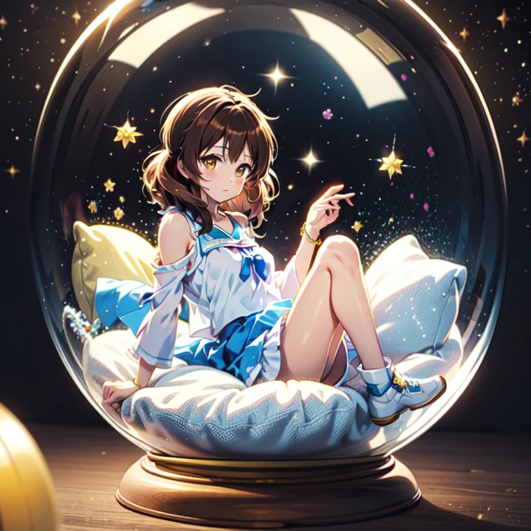 Yellow before＿Snow globe with Kumiko inside 、galaxy background、