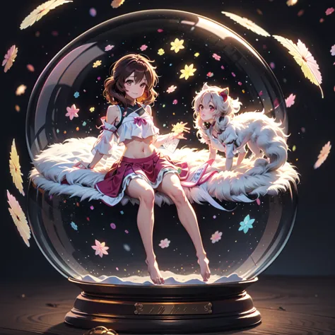 snow globe with kumiko inside 、galaxy background、(masterpiece、highest quality、super detailed)、1 adult lady、perfect hands、perfect...