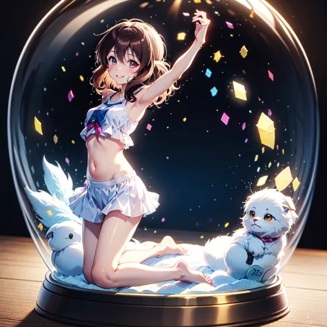 snow globe with kumiko inside 、galaxy background、(masterpiece、highest quality、super detailed)、1 adult lady、perfect hands、perfect...