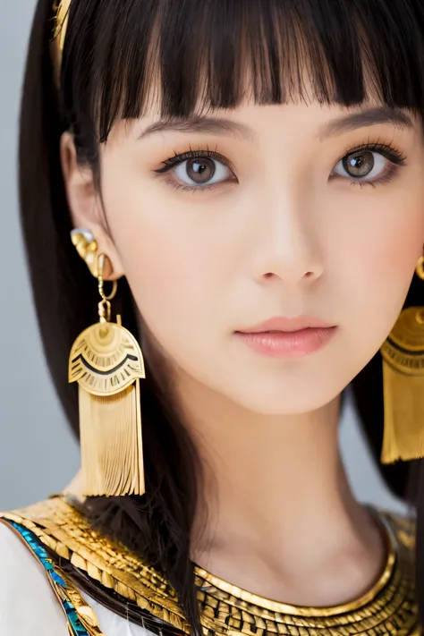 masterpiece, high quality, high resolution, 8k, skinny japanese woman in a costume of cleopatra, beautiful face, makeup of cleop...