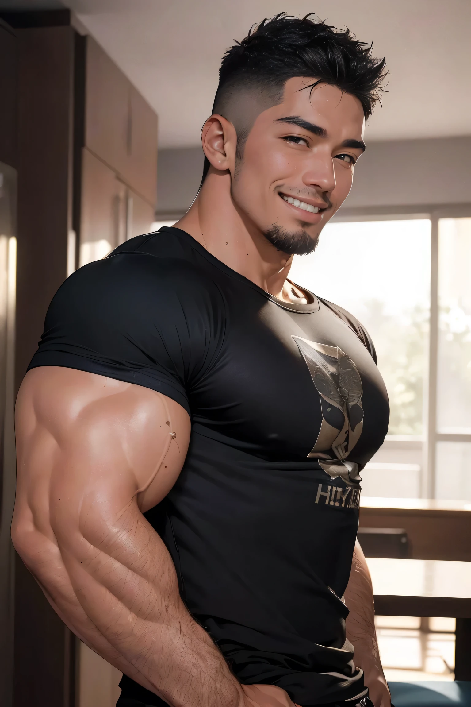 A man with a muscular body posing for a picture - SeaArt AI