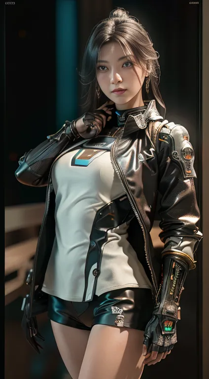 ((best quality)), ((masterpiece)), (detailed:1.4), 3d, an image of a beautiful cyberpunk female, space background, cinematic lig...