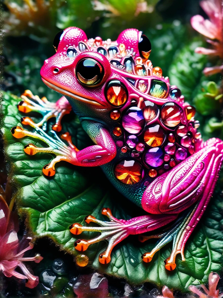 An enchanting humanoid-style plant creature in full bloom, standing upright. It has an overall green body color, with a flower-like structures sprouting around its head. The head is adorned with leaf-like extensions fashioned like a headband. It flaunts a skirt-like structure at its lower half resembling petals of a flower, the array of colors ranges from light green to dark green. Its arms, delicate and slim, end in leafy shapes instead of hands. It also exhibits a pair of oval shaped deep red eyes full of expression adding to its captivating aura.