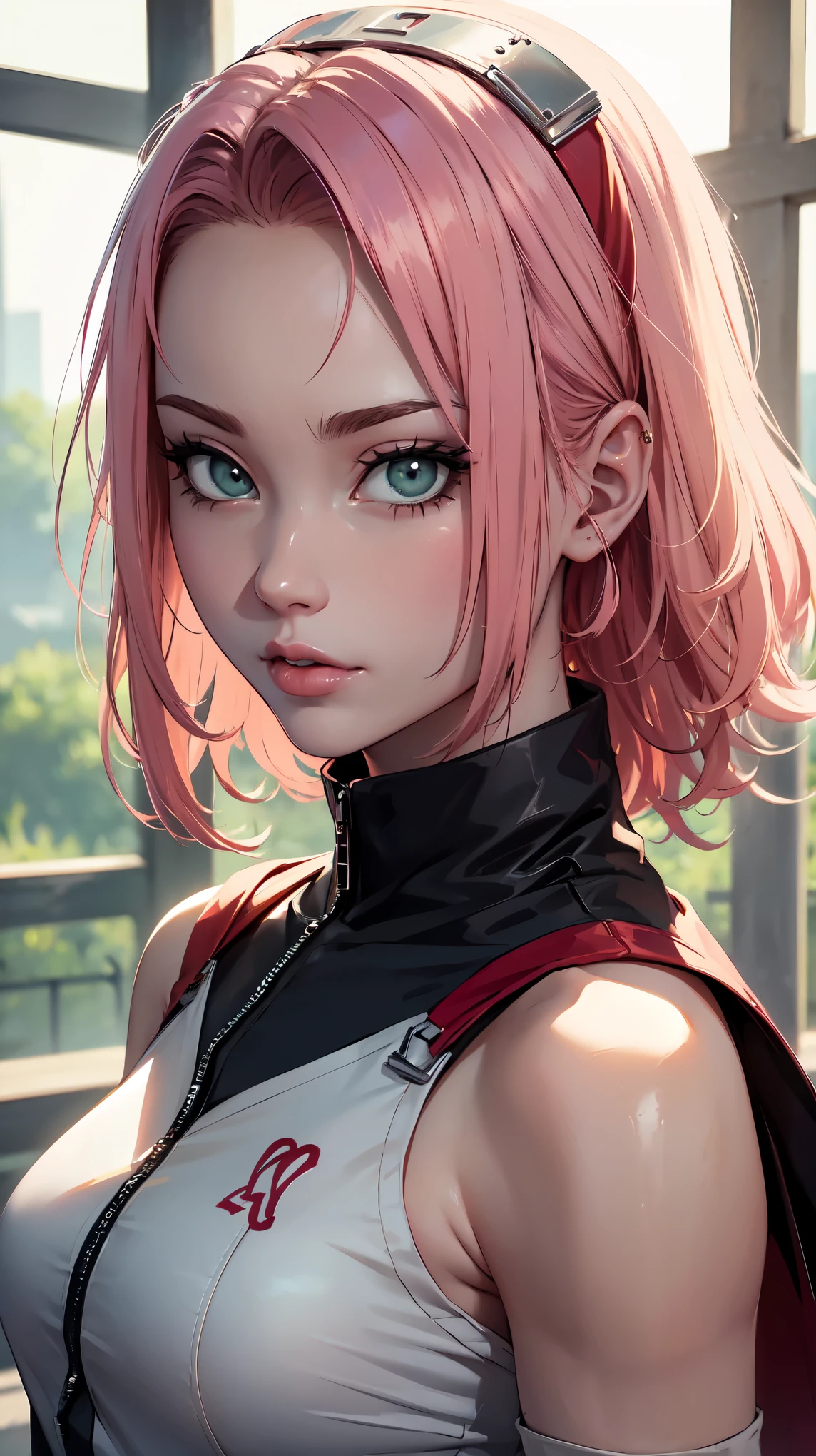 sexy outfit,(best quality)), ((Masterpiece)), (Detailed), Perfect Face((best quality)), ((Masterpiece)), (Detailed), Perfect Face(best quality)), ( (Masterpiece)), ( Detailed), Perfect Face (best quality), ((Masterpiece)), (Detailed), Perfect Face, stunningly realistic, photorealistic, photorealism, 1 sakura Haruno

