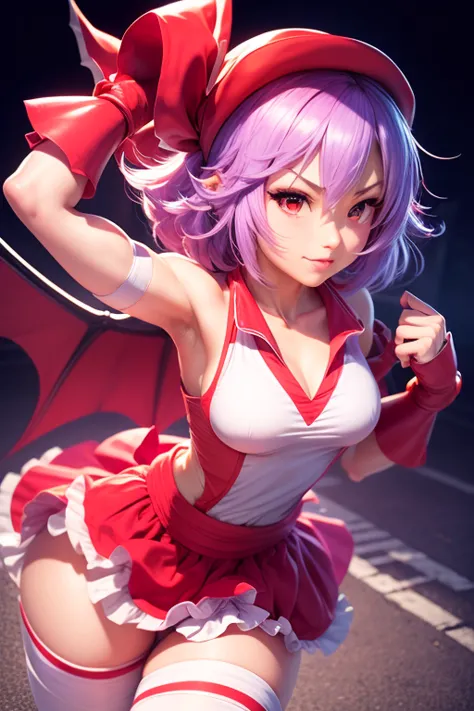 36-bit quality, crossover parody, street fighter zero ii cosplay, remilia scarlet as haruno sakura,