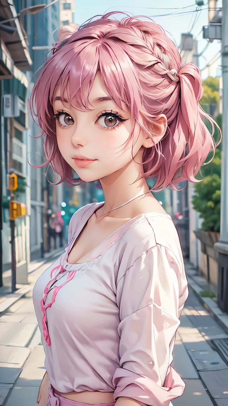 a cute , pink lips, wearing a bright white shirt, in the style of the soft aurorapunk color palette, an anime illustration of her face, animated gifs, hand-drawn animation, charming sketches, soft and bright, hazy romanticism, superplane style, white--air background 1:1--niji 5--expressive style 