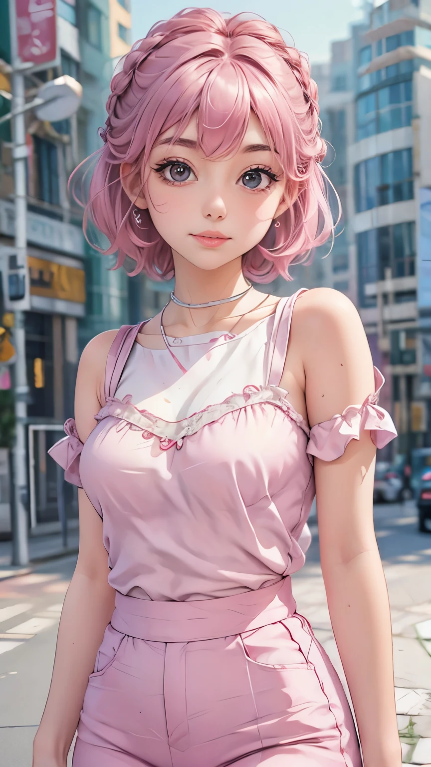 a cute , pink lips, wearing a bright white shirt, in the style of the soft aurorapunk color palette, an anime illustration of her face, animated gifs, hand-drawn animation, charming sketches, soft and bright, hazy romanticism, superplane style, white--air background 1:1--niji 5--expressive style 