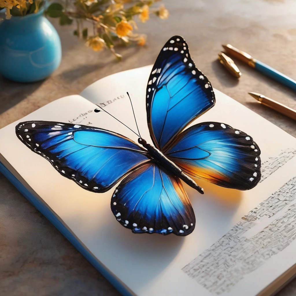 Produced by ais-rcn，8k Photo，letter，Like a blue butterfly，Dancing with the Pen，Transform ideas into beautiful works of art，Flexible，Side light