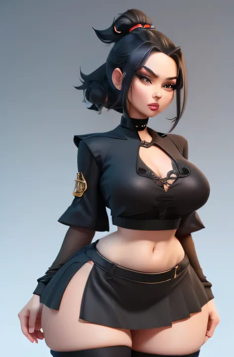 mature female. huge saggy breast. huge hips. ponytail. Azula. choker. a top with a mini skirt