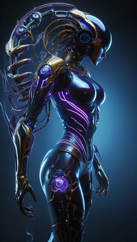 (Best Quality, 4K, 8K, High Definition, Masterpiece: 1.2), (Ultra Detailed, Realistic, Photorealistic: 1.37), a female android with a striking resemblance to a scorpion, designed to embody both elegance and lethality. Her sleek metallic frame gleams under ...