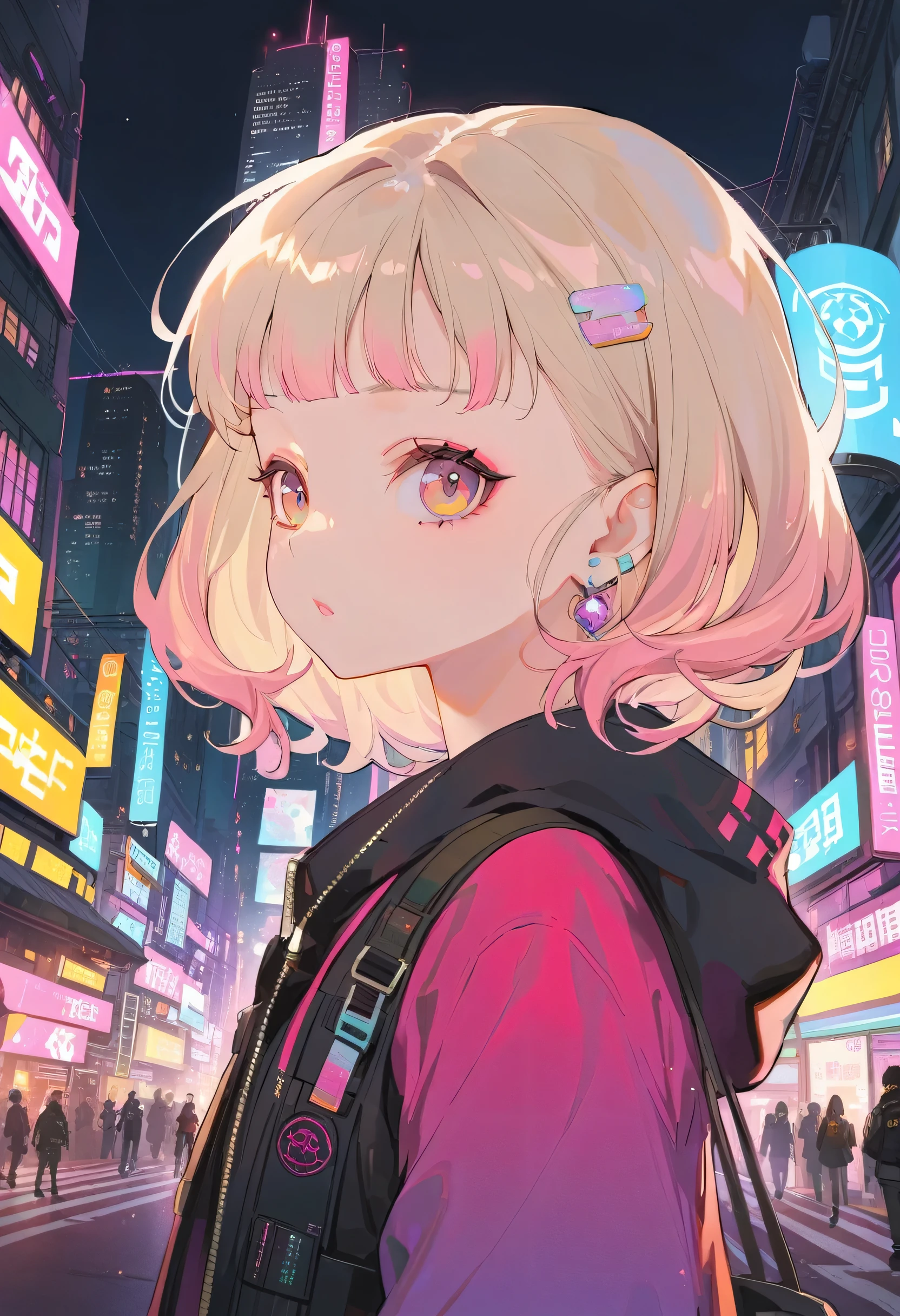 Fille de style Lofi dans la ville cyberpunk  