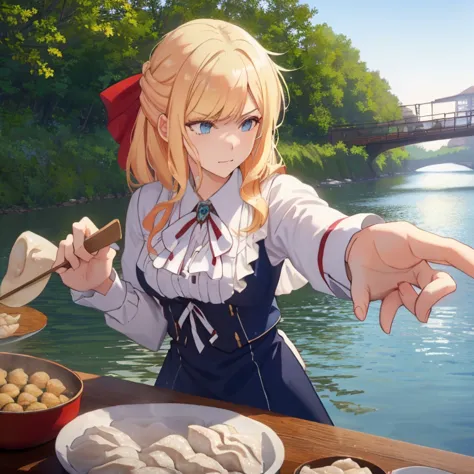 claire francois　making dumplings on the river