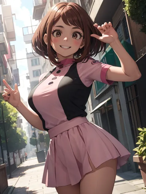 High Definition, 8k, cara detallada, culo enorme, agarrando su culo, mostrando su culo, agachado, Ochako Uraraka from My Hero Ac...