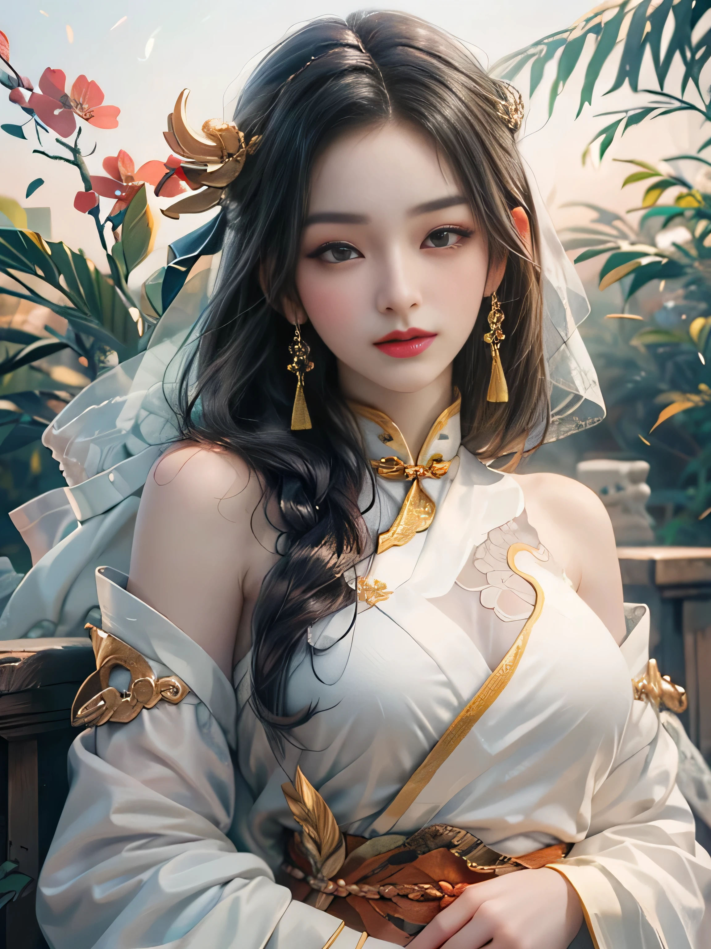 arafed image of a couple of asian women and man hugging each other, Peach Garden detailed background, xianxia fantasy, jingna zhang, game cg, wuxia, inspired by Chen Yifei, xianxia, xianxia hero, 2. 5 d cgi anime fantasy artwork, heise jinyao, chinese fantasy, beautiful render of tang dynasty, heise-lian yan fang, 4k best quality, 8k character details, high quality anime art, high quality illustration, detailed anime wallpapers, detailed anime art, hyper-realistic, elegant, high quality realistic anime art